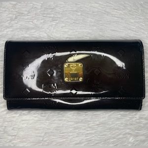 EUC MCM Black Embossed Long Wallet